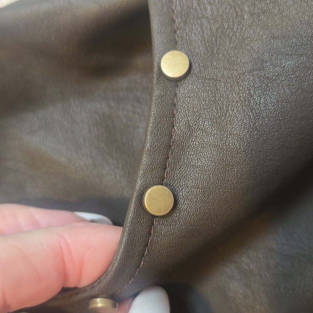 New Edikted Brown Faux Leather Studded Skort - Picture 4 of 8